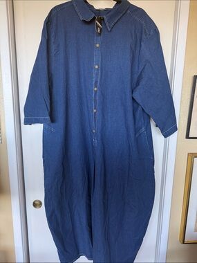 Oversized Indigo Midi Denim Shirt Dress